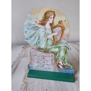 Ohio St Patrick's Day angel cherub sign decor glitter green spring home decor la